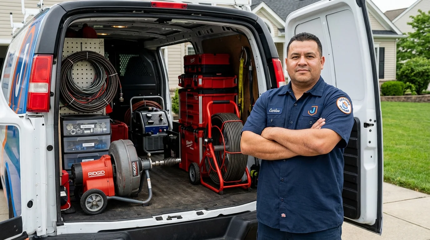 Professional drain cleaning equipment and Johns Plumbing LLC plumber in Wenonah