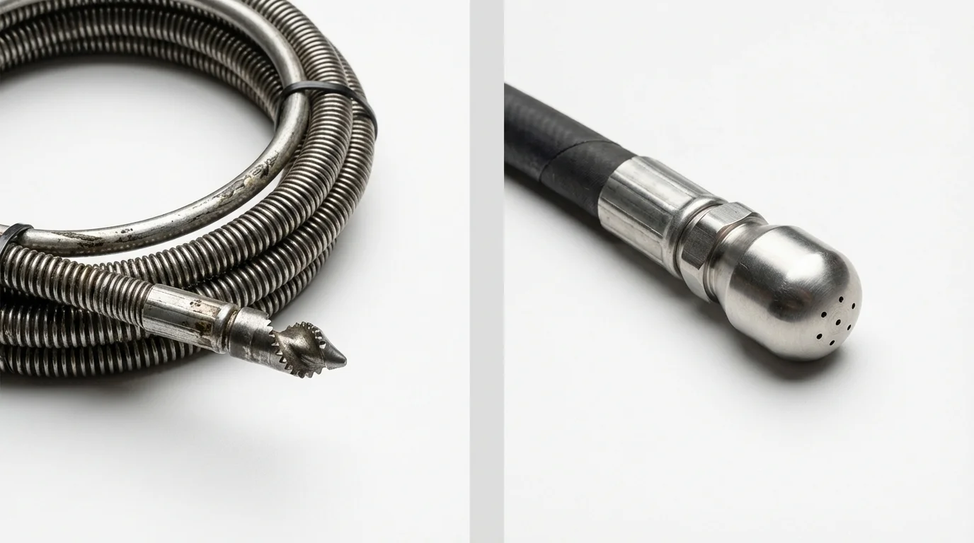Drain snake cable and hydro jetting nozzle used for drain cleaning in Wenonah, NJ