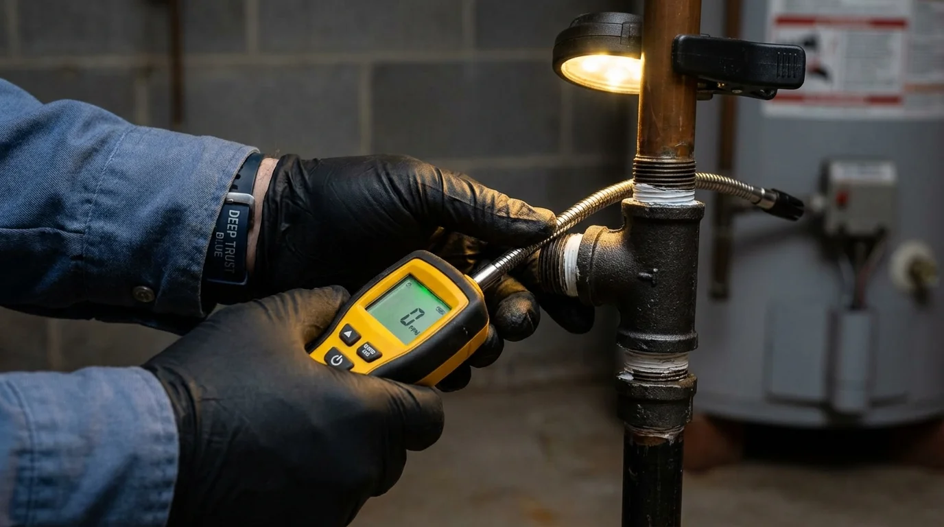 Gas leak detection with electronic sniffer by Johns Plumbing LLC in Wenonah