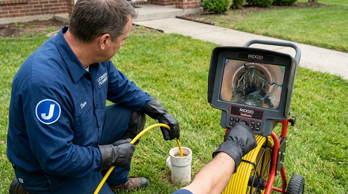 Sewer camera inspection being performed by Johns Plumbing LLC in Wenonah