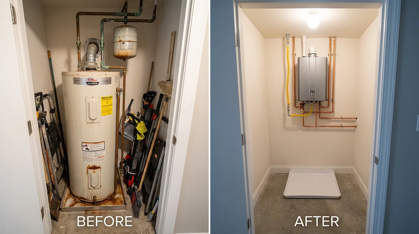 Tank water heater versus wall-mounted tankless unit comparison for Wenonah, NJ homeowners
